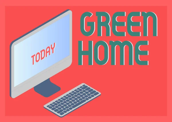 Green Home Business Showcase Gösteren Bir Tabela Meslektaşlar Arasındaki Çevrimiçi — Stok fotoğraf