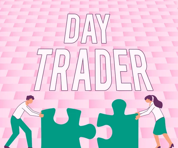Podpis Tekstowy Przedstawiający Day Trader Podejście Biznesowe Osoba Która Kupuje — Zdjęcie stockowe