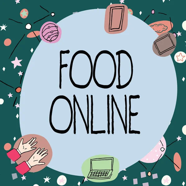 Escrevendo Exibindo Texto Food Online Palavra Escrito Pedir Algo Para — Fotografia de Stock