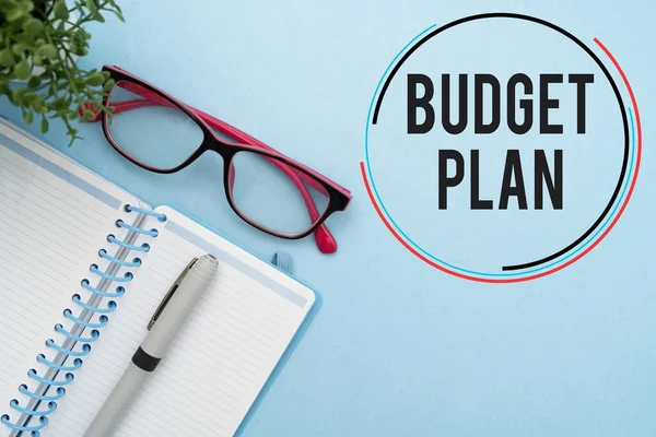 Texto Que Mostra Inspiração Plano Orçamento Palavra Para Cronograma Financeiro — Fotografia de Stock