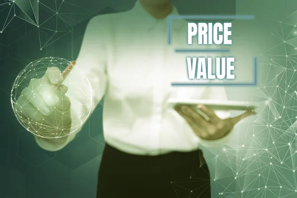 Inspiration Showing Sign Price Value Business Approach Strategy Which Sets — Stock Photo, Image