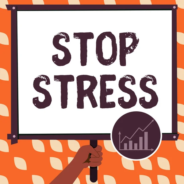 손쓰기 표지판 Stop Stress Business Approach Seeves Take Mediction Time — 스톡 사진