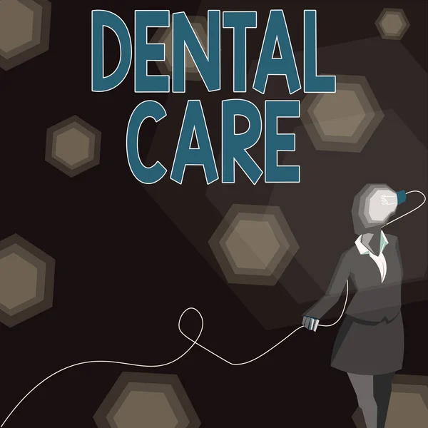 Γράφοντας Εμφάνιση Κειμένου Οδοντιατρική Φροντίδα Έννοια Που Σημαίνει Διατήρηση Των — Φωτογραφία Αρχείου