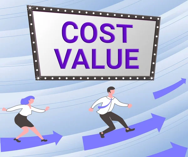Tekenen Weergeven Kostenwaarde Concept Betekent Het Bedrag Dat Gewoonlijk Betaald — Stockfoto