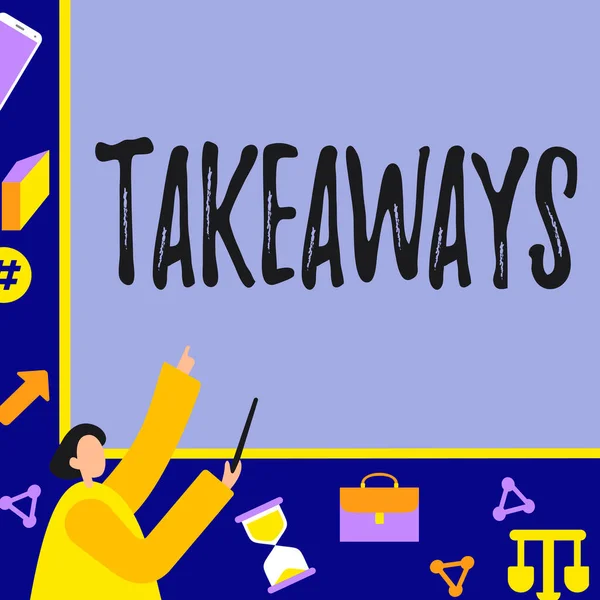 Håndskriftsskilt Takeaways Word Written Act Instance Give Something You Somebody – stockfoto