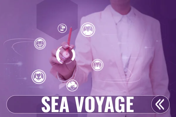 Inspiración Mostrando Signo Sea Voyage Palabra Para Montar Barco Través — Foto de Stock