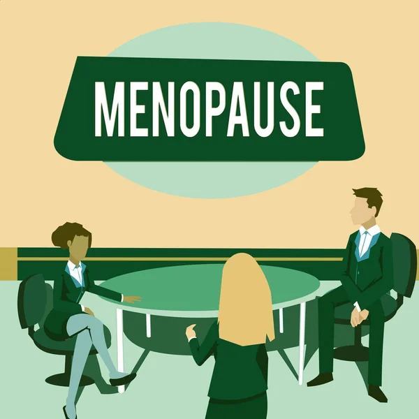 Menopausa Concetto Aziendale Periodo Cessazione Permanente Fine Ciclo Mestruale Colleghi — Foto Stock