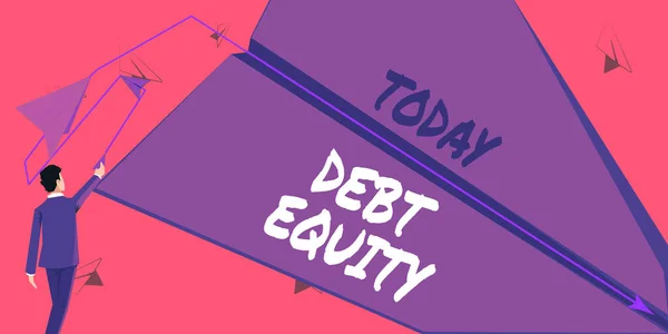 Textschild Mit Debt Equity Geschäftskonzept Das Die Gesamtverbindlichkeiten Der Unternehmen — Stockfoto
