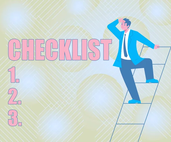 Ręczne Pisanie Znaku Checklist Internet Concept List Detailed Activity Guide — Zdjęcie stockowe