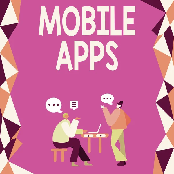 Konzeptionelle Bildunterschrift Mobile Apps Business Overview Kleine Programme Werden Entwickelt — Stockfoto