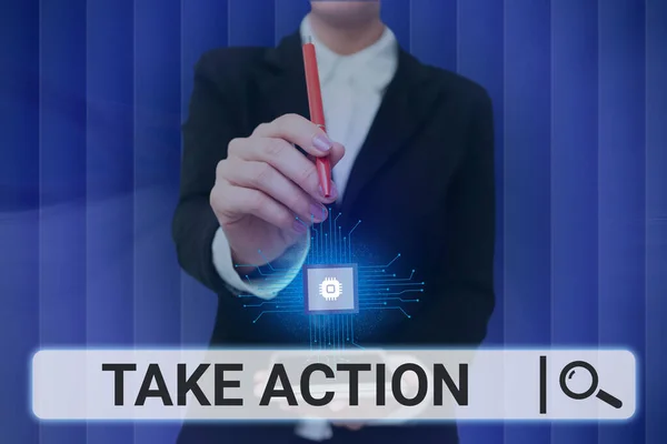 Text Sign Showing Take Action Business Concept Advices Someone Something — Stock Photo, Image