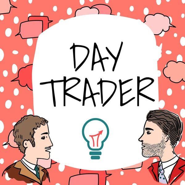 Znak Tekstowy Pokazujący Day Trader Business Showcase Osoba Która Kupuje — Zdjęcie stockowe