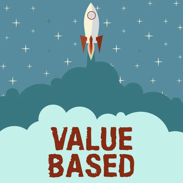 Segno Testo Che Mostra Value Based Business Concept Considerando Valore — Foto Stock