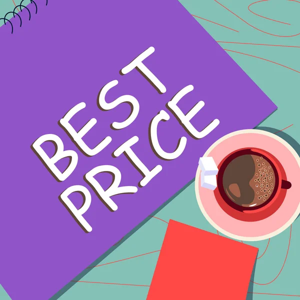 Sinal Escrita Mão Melhor Preço Vitrine Negócios Comprador Vendedor Pode — Fotografia de Stock
