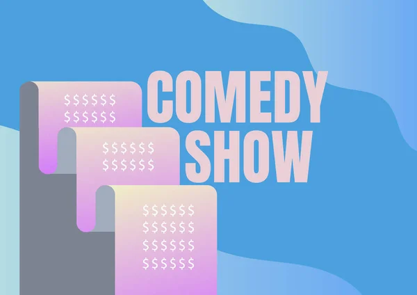 Segno Testo Che Mostra Comedy Show Concetto Significato Divertente Programma — Foto Stock