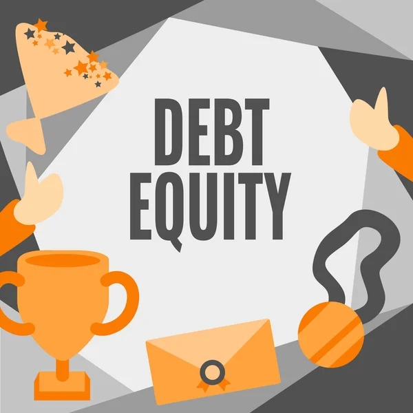 Sign Displaying Debt Equity Conceptual Photo Dividing Companys Total Liabilities — Stock Photo, Image