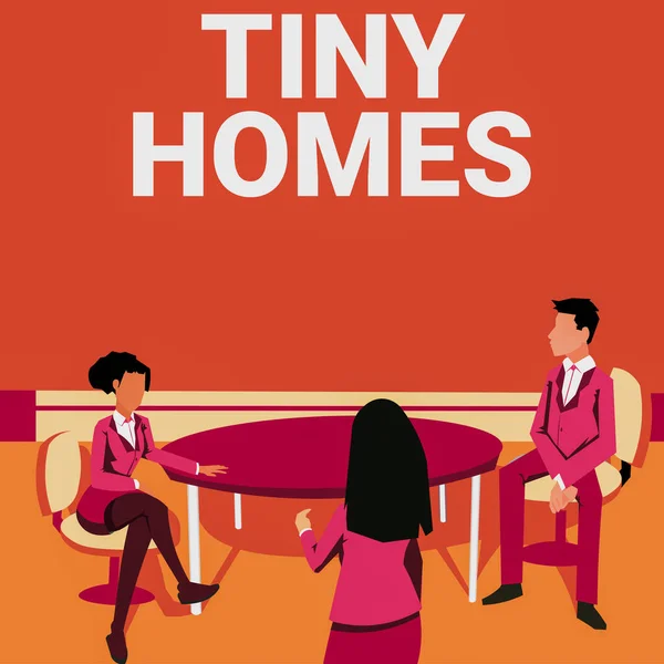 Концептуальная Подпись Tiny Homes Business Concept Houses Contain One Room — стоковое фото