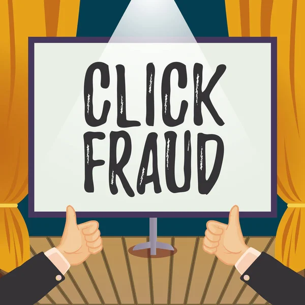 Conceptual Caption Click Fraud Business Approach Practice Multiple Clicking Advertisement — Zdjęcie stockowe