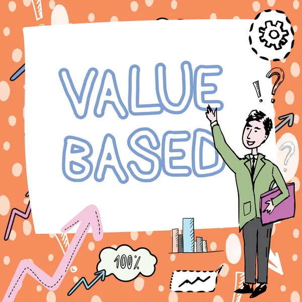 Scrittura Visualizzazione Del Testo Value Based Business Overview Considerando Valore — Foto Stock
