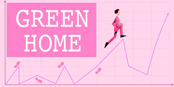 Tekst Teken Toont Green Home Business Concept Een Gebied Gevuld — Stockfoto