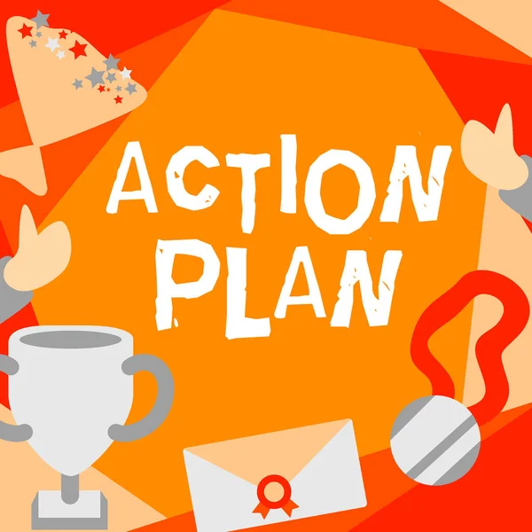 Handschriftliche Unterschrift Aktionsplan Business Ansatz Liste Der Dinge Oder Zeitplan — Stockfoto