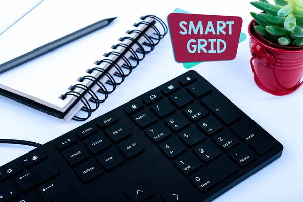 Tekstbord Met Smart Grid Internet Concept Omvat Operationele Energiemaatregelen Waaronder — Stockfoto