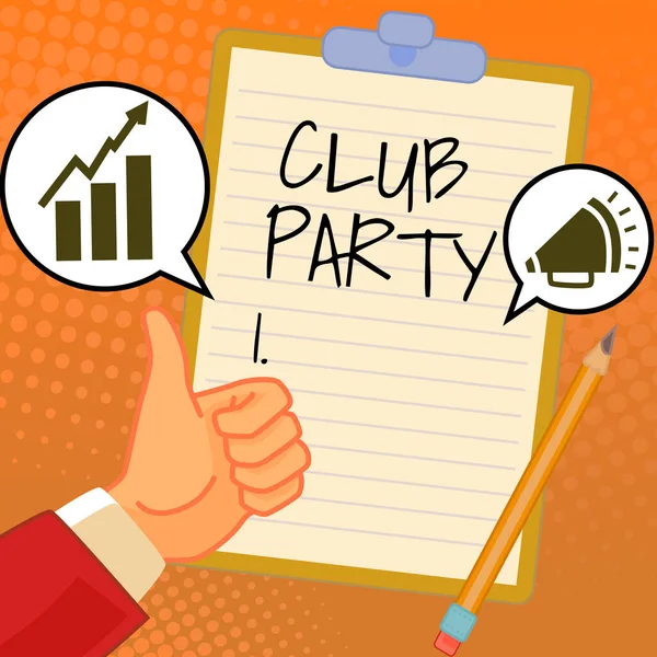 Text Bildtext Presenterar Club Party Konceptuell Foto Social Sammankomst Plats — Stockfoto