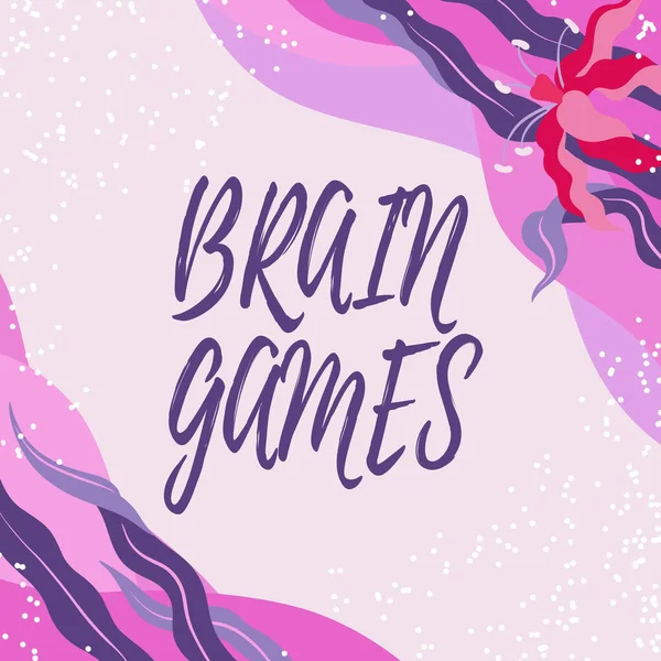 콘셉트 디스플레이 브레인 Brain Games 팀에게 색깔의 꽃으로 장식된 프레임 — 스톡 사진