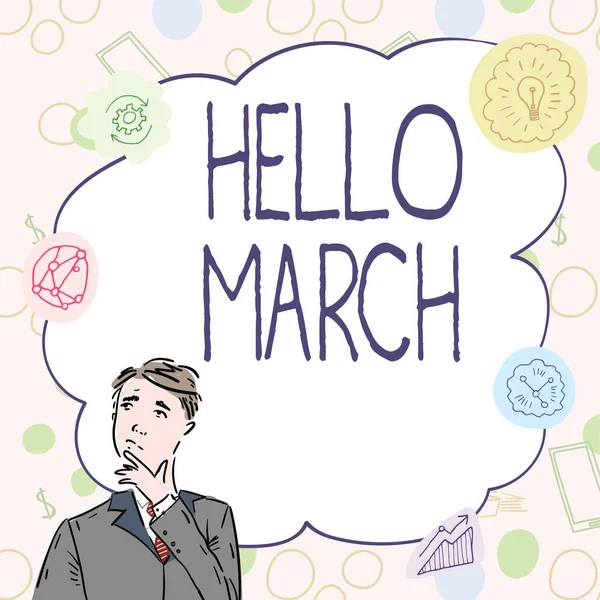 Texto Mostrando Inspiração Hello March Business Abordagem Composição Musical Geralmente — Fotografia de Stock