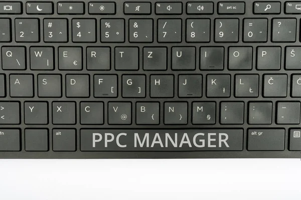 Text showing inspiration Ppc Manager, Business idea which advertisers pay fee each time one of their ads is clicked Computer Keyboard And Symbol.Information Medium For Communication.