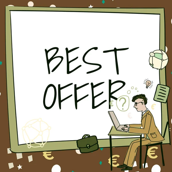 Γράφοντας Εμφάνιση Κειμένου Best Offer Internet Concept Για Πείσετε Κάποιον — Φωτογραφία Αρχείου