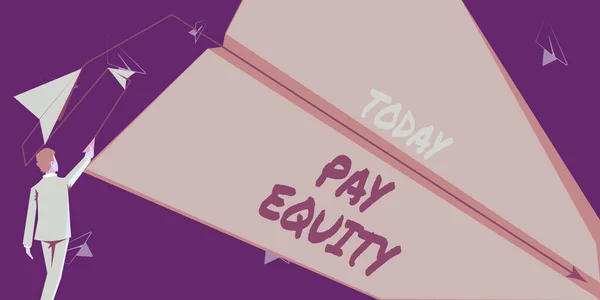 Mão Escrita Sinal Pay Equity Palavra Para Eliminar Sexo Discriminação — Fotografia de Stock