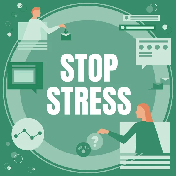 손쓰기 표지판 Stop Stress Business Conception Seeves Help Take Drug — 스톡 사진