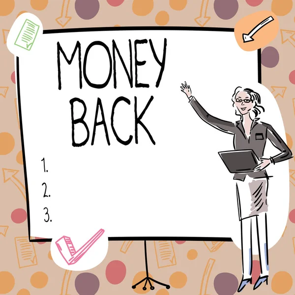 Konzeptionelle Anzeige Geld Zurück Business Ansatz Erhalten Sie Gegenzug Für — Stockfoto