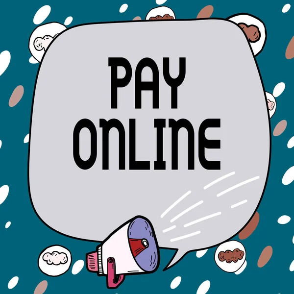 Texto Pie Foto Que Presenta Pay Online Enfoque Negocios Comprar — Foto de Stock