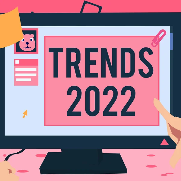 Szöveg Megjelenítése Trends 2022 Üzleti Ötlet Következő Uralkodó Tendenciája Széles — Stock Fotó