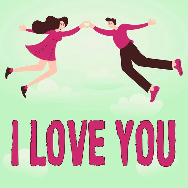 Handwriting text I LOVE YOU, Internet Concept Expressing Love between couples on Valentines Day Couple holding hands forming romantic heart representing love.