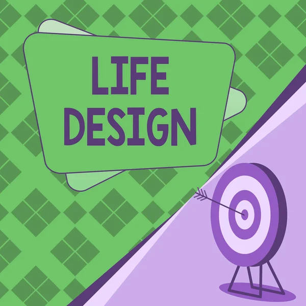 Text caption presenting Life Design, Business idea balance how you live between work family and entertaining Target With Bullseye Representing Successfully Completed Project.