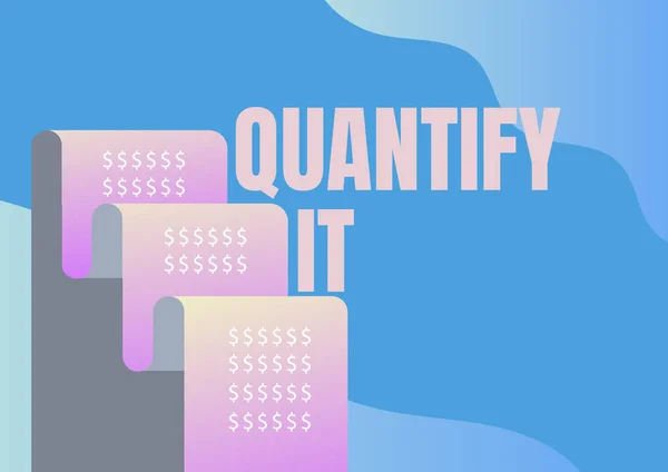 텍스트가 영감을 거하는 Quantify 개념은 크기나 측정하고 미래의 모기지 계산을 — 스톡 사진