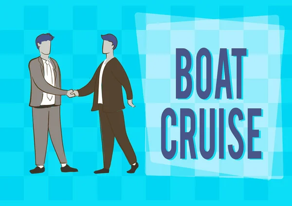 Pisanie Wyświetlanie Tekstu Boat Cruise Koncepcja Oznacza Żeglować Obszarze Bez — Zdjęcie stockowe