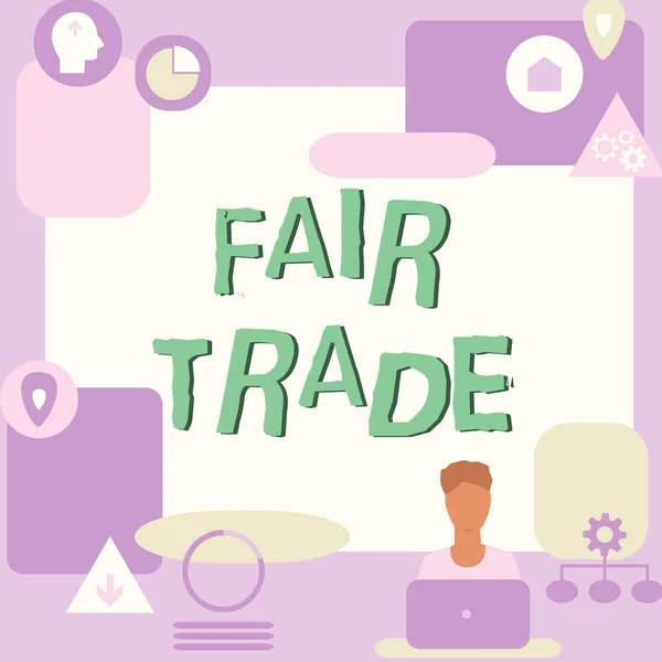 Conceptueel Bijschrift Fair Trade Internet Concept Kleine Verhoging Door Een — Stockfoto