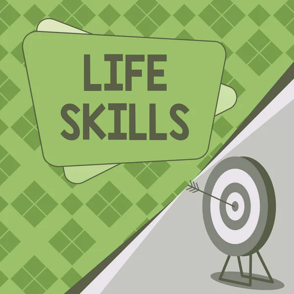 Sign Displaying Life Skills Business Showcase Necessary Desirable Full Participation — Stock Photo, Image