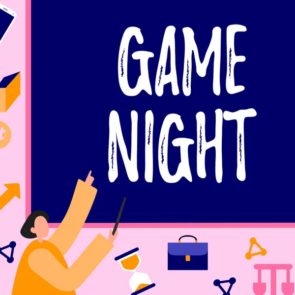 Escrevendo Exibindo Texto Game Night Palavra Para Evento Que Pessoas — Fotografia de Stock