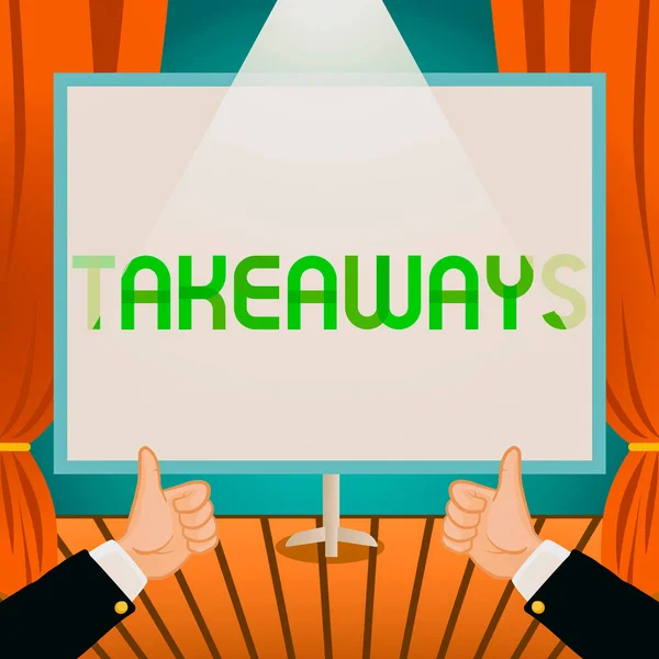 Inspiracja Pokazując Znak Takeaways Business Showcase Akt Lub Przypadek Dając — Zdjęcie stockowe