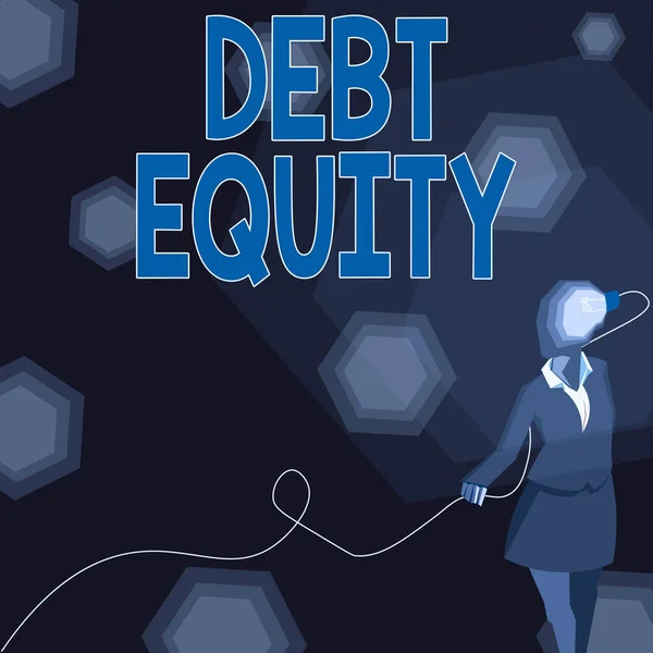 Conceptual Display Debt Equity Business Overview Dividing Companys Total Liabilities — Stock Photo, Image
