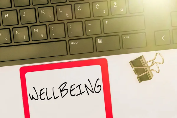 Inspiration showing sign Wellbeing, Concept meaning A good or satisfactory condition of existence including health Computer Keyboard And Symbol.Information Medium For Communication.