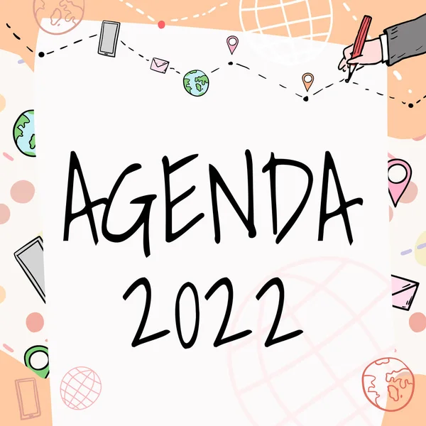 Affichage Conceptuel Agenda 2022 Internet Liste Conceptuelle Des Activités Dans — Photo