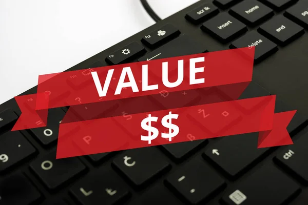 Podpis Koncepcyjny Value Dolar Business Overview Worth Process Currently Running — Zdjęcie stockowe