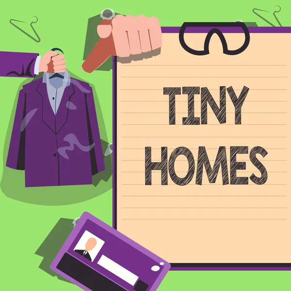 Konzeptionelle Präsentation Tiny Homes Word Houses Mit Nur Einem Oder — Stockfoto