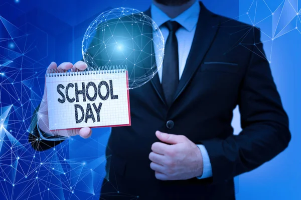 Schrijven Weergeven Van Tekst School Day Woord Voor Begint Van — Stockfoto